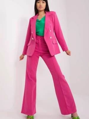 Zdjęcie produktu Ciemnoróżowy komplet elegancki ze spodniami Italia Moda