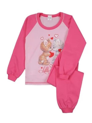 Zdjęcie produktu Ciepła dziewczęca piżama różowa Tup Tup kotki z serduszkami