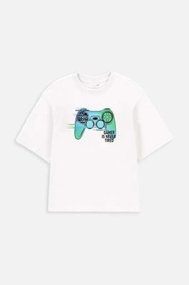 Zdjęcie produktu Coccodrillo t-shirt bawełniany dziecięcy kolor biały z nadrukiem