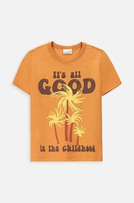 Zdjęcie produktu Coccodrillo t-shirt bawełniany dziecięcy kolor żółty z nadrukiem