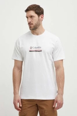 Zdjęcie produktu Columbia t-shirt bawełniany Explorers Canyon kolor biały wzorzysty 2036451