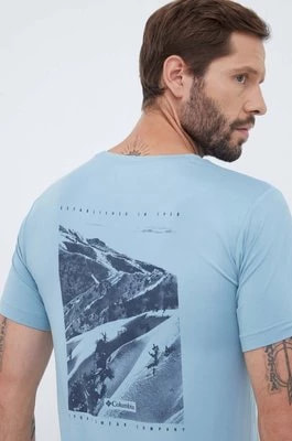 Zdjęcie produktu Columbia t-shirt sportowy kolor niebieski z nadrukiem