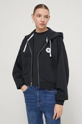 Zdjęcie produktu Converse bluza damska kolor czarny z kapturem z nadrukiem