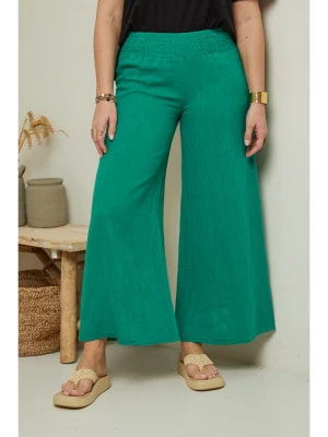 Zdjęcie produktu Curvy Lady Lniane spodnie w kolorze zielonym rozmiar: 48/50