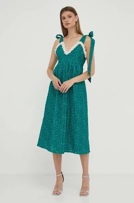 Zdjęcie produktu Custommade sukienka kolor zielony midi rozkloszowana