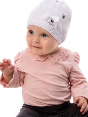 Zdjęcie produktu Czapka niemowlęca bawełniana biała w serduszka Marika