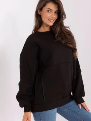 Zdjęcie produktu Czarna bluza damska z okrągłym dekoltem Lily Rose