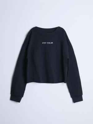Zdjęcie produktu Czarna bluza dziewczęca z napisem - Stay Calm - Limited Edition