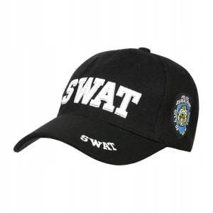 Zdjęcie produktu Czarna czapka z daszkiem baseballówka SWAT uniwersalna czarny Merg