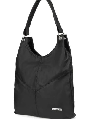 Zdjęcie produktu Czarna damska skórzana torebka worek na ramię Beltimore czarny Merg