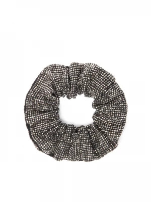 Zdjęcie produktu Czarna gumka scrunchie z ozdobami w kolorze grafitowym Kazar