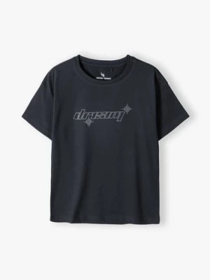 Zdjęcie produktu Czarna oversizowa koszulka dziewczęca - Dream Lincoln & Sharks by 5.10.15.