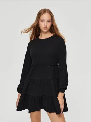 Zdjęcie produktu Czarna sukienka babydoll z długim rękawem House