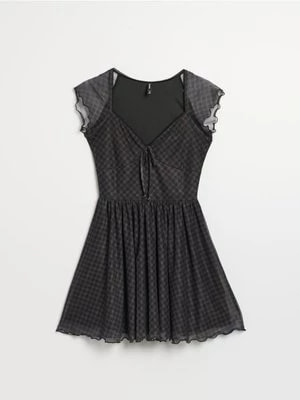 Zdjęcie produktu Czarna sukienka mini w kratę House