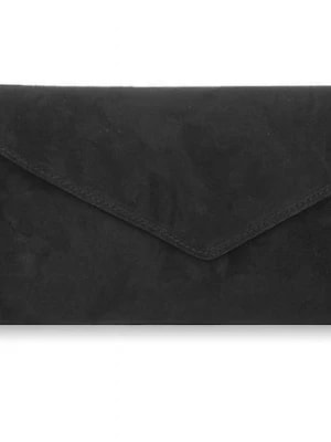 Zdjęcie produktu Czarna zamszowa skórzana włoska damska kopertówka torebka wieczorowa koktajlowa czarny Merg