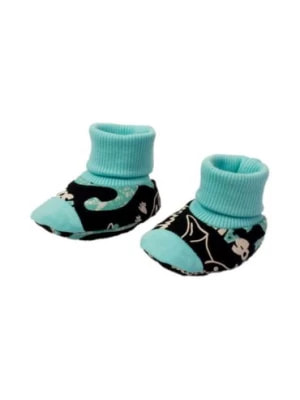 Zdjęcie produktu Czarne butki niemowlęce z motywem duinozaurów w turkusowej kolorystyce Nicol