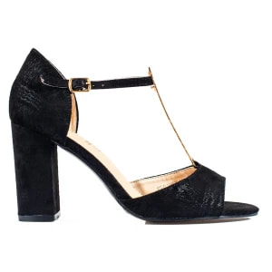 Zdjęcie produktu Czarne damskie klasyczne sandały na wysokim słupku Shelovet Inna marka