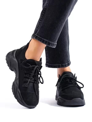Zdjęcie produktu Czarne sneakersy damskie na platformie Shelvt