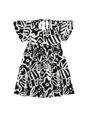 Zdjęcie produktu Czarno-biała bawełniana sukienka dziewczęca z ozdobnym wiązaniem na plecach Quimby