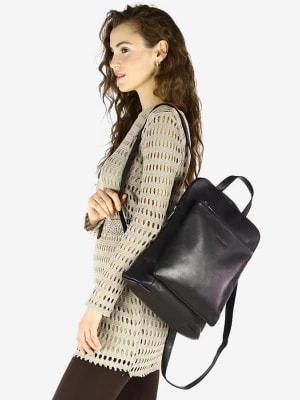 Zdjęcie produktu Czarny włoski Plecak damski miejski ze skóry A4 Merg