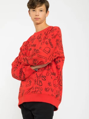 Zdjęcie produktu Czerwona świąteczna bluza dresowa z nadrukiem Reporter Young