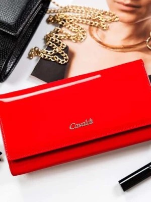 Zdjęcie produktu Czerwony duży portfel damski ze skóry naturalnej i ekologicznej - 4U Cavaldi