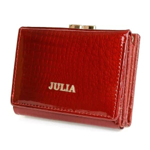 Zdjęcie produktu Czerwony Julia Rosso damski portfel skórzany mały RFID czerwony Merg