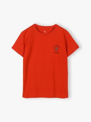 Zdjęcie produktu Czerwony t-shirt dla chłopca z bawełny Lincoln & Sharks by 5.10.15.