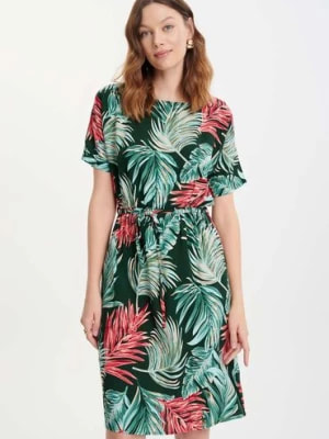 Zdjęcie produktu Damska sukienka krótka wielokolorowa z nadrukiem tropic Greenpoint