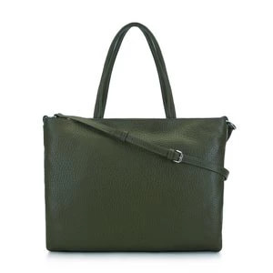Zdjęcie produktu Damska torba na laptopa 13" ze skóry groszkowanej ciemna zieleń Wittchen