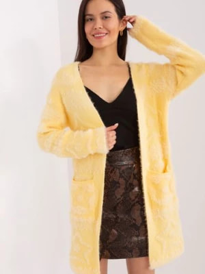 Zdjęcie produktu Damski kardigan z kieszeniami jasny żółty Wool Fashion Italia