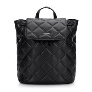 Zdjęcie produktu Damski plecak worek z geometrycznie pikowanej ekoskóry czarny Wittchen