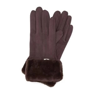 Zdjęcie produktu Damskie rękawiczki ze sztucznym futerkiem ciemny brąz Wittchen