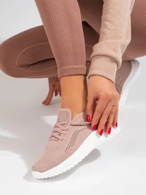 Zdjęcie produktu Damskie tekstylne buty sportowe pudrowy róż Shelvt
