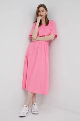 Zdjęcie produktu Deha sukienka bawełniana kolor fioletowy midi rozkloszowana