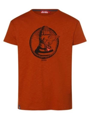 Zdjęcie produktu Derbe T-shirt męski Mężczyźni Bawełna pomarańczowy nadruk,