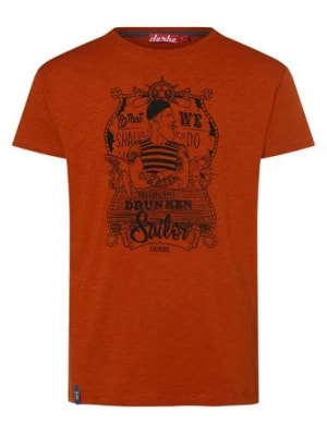 Zdjęcie produktu Derbe T-shirt męski Mężczyźni Bawełna pomarańczowy nadruk,