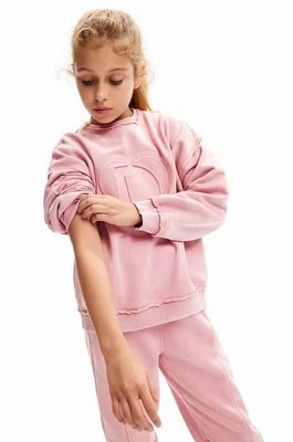 Zdjęcie produktu Desigual bluza bawełniana dziecięca kolor różowy z aplikacją