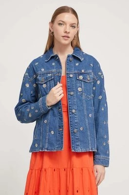Zdjęcie produktu Desigual kurtka jeansowa FLOWERS damska kolor niebieski przejściowa oversize 24SWED21