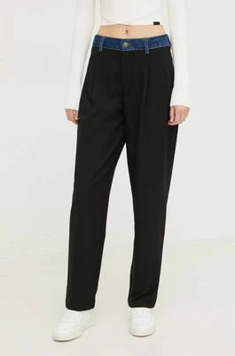 Zdjęcie produktu Desigual spodnie MILAN damskie kolor czarny proste high waist 24SWPW15
