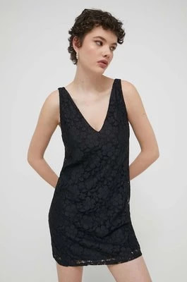 Zdjęcie produktu Desigual sukienka LACE kolor czarny mini prosta 24SWVW48