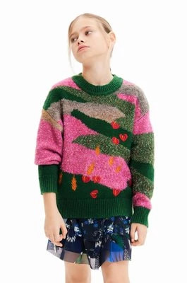 Zdjęcie produktu Desigual sweter z domieszką wełny dziecięcy kolor różowy