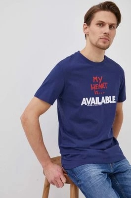 Zdjęcie produktu Desigual t-shirt bawełniany 22SMTK05 kolor granatowy z nadrukiem