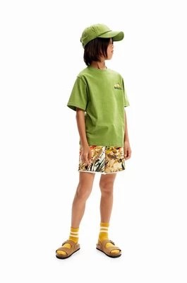 Zdjęcie produktu Desigual t-shirt bawełniany dziecięcy kolor zielony z nadrukiem