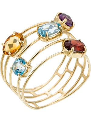 Zdjęcie produktu DIAMANTA Złoty pierścionek "Eclat de couleurs" z kamieniami szlachetnymi rozmiar: 54