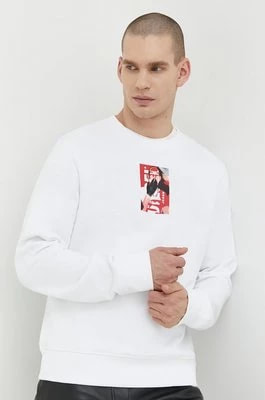 Zdjęcie produktu Diesel bluza bawełniana męska kolor biały z nadrukiem