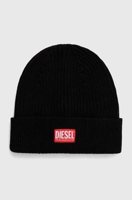 Zdjęcie produktu Diesel czapka wełniana kolor czarny z cienkiej dzianiny wełniana