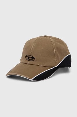 Zdjęcie produktu Diesel czapka z daszkiem bawełniana kolor brązowy wzorzysta