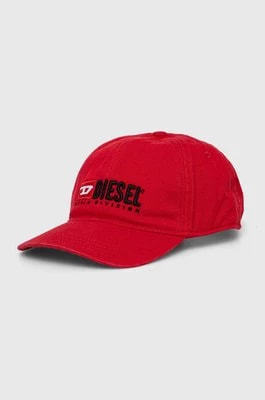Zdjęcie produktu Diesel czapka z daszkiem bawełniana kolor czerwony z aplikacją