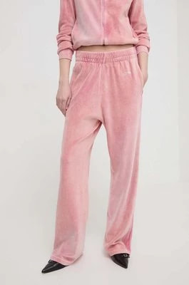 Zdjęcie produktu Diesel spodnie dresowe welurowe kolor różowy proste high waist